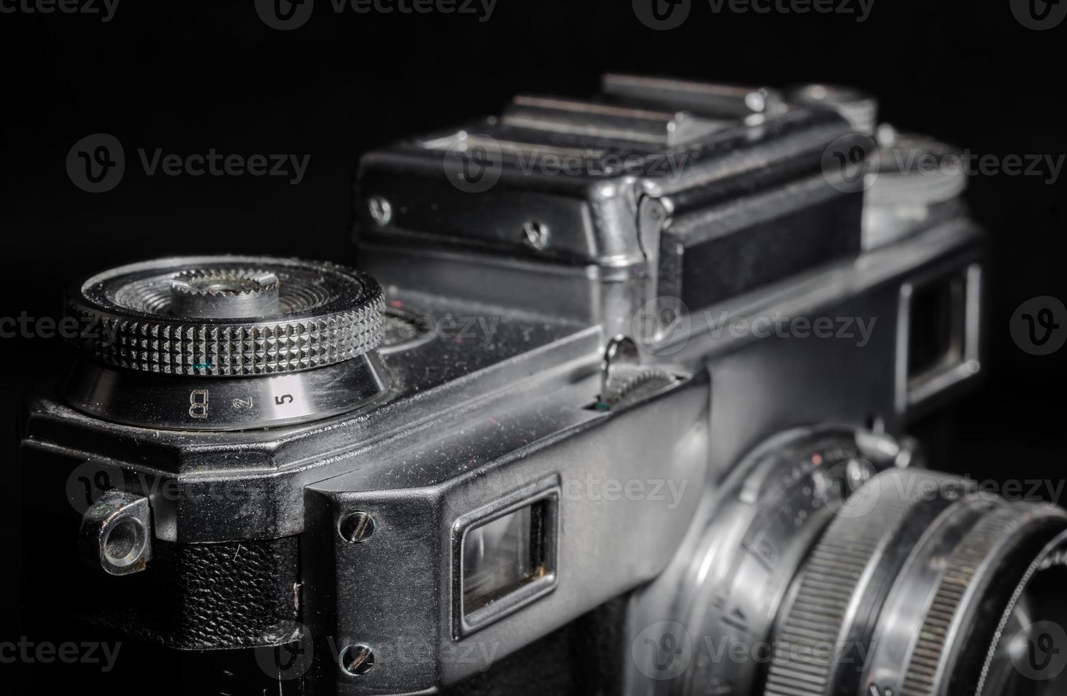 Black and white vintage camera close-up photo