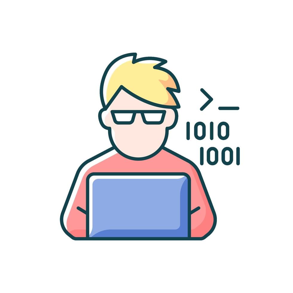 Programmer, computer expert RGB color icon vector