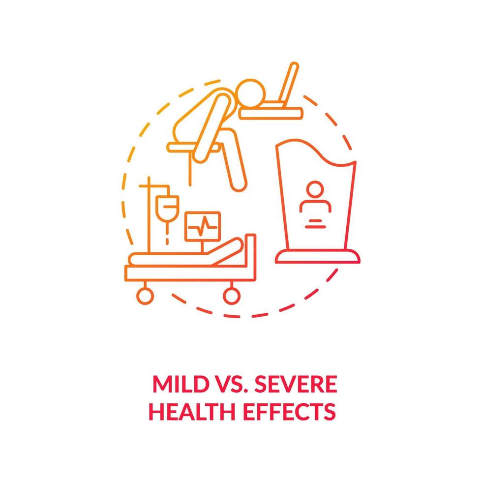 Mild vs severe health effects concept icon vector