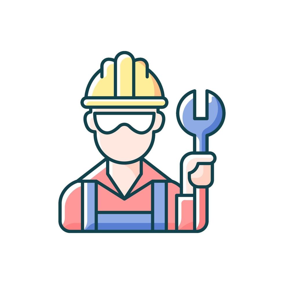 Blue collar worker RGB color icon vector