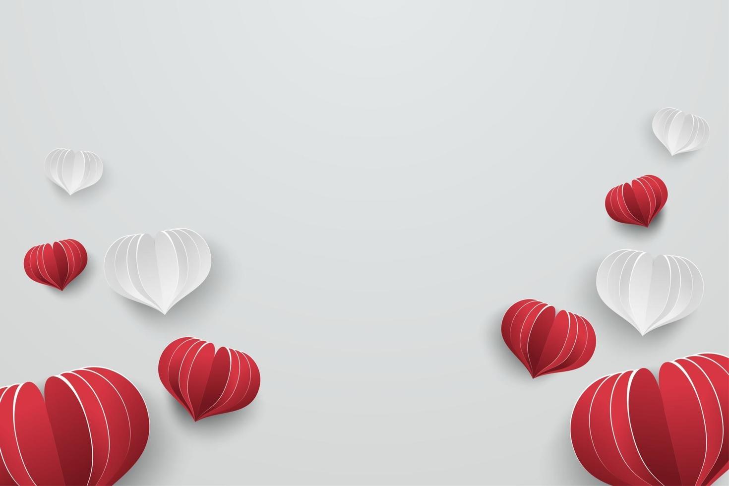 Love card background with heart paper cut style element. vector