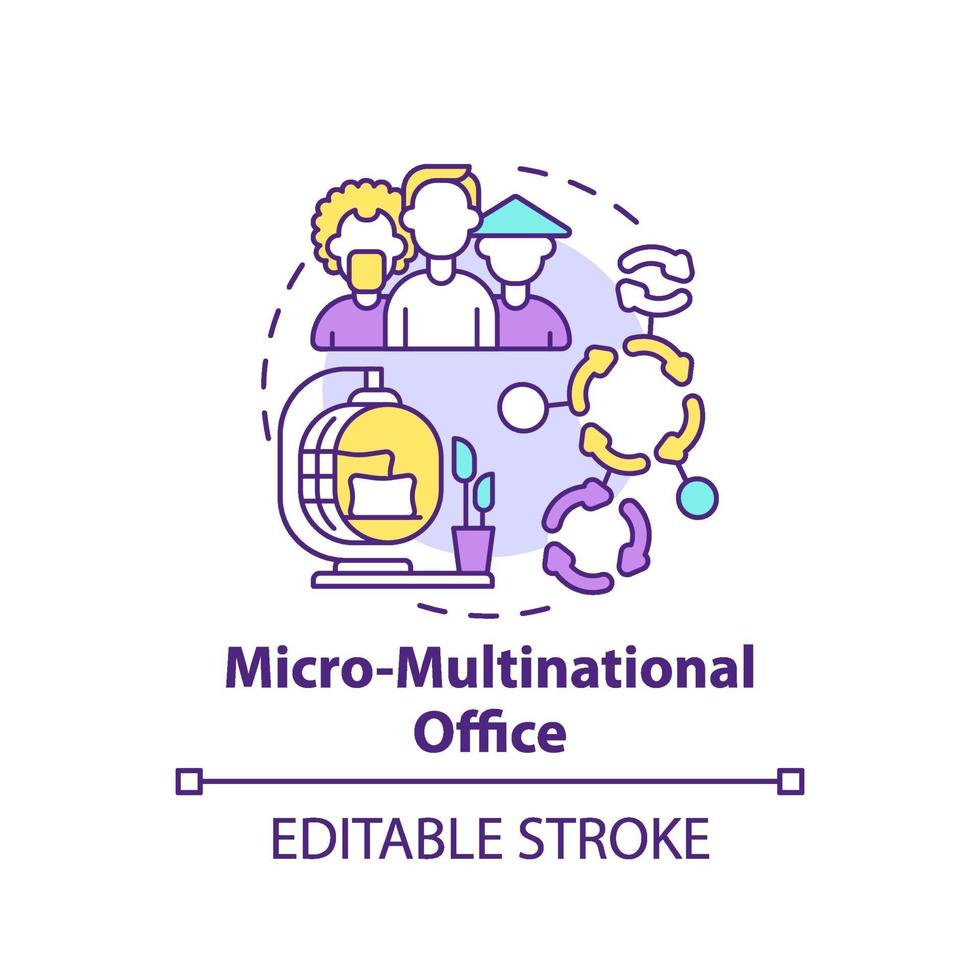 icono de concepto de oficina micro-multinacional vector