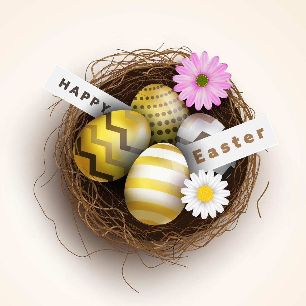 Happy Easter day background with lovely elements. EPS10 vector illustration.