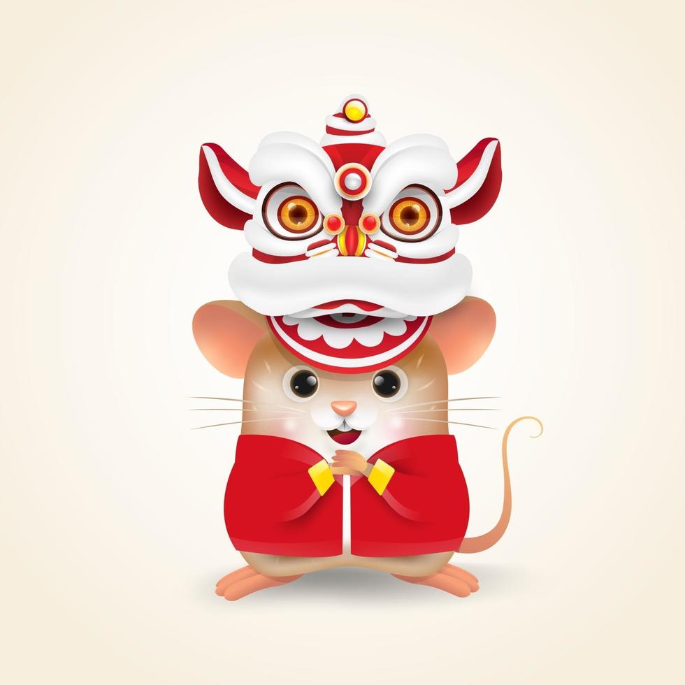 Rat character with chinese costume. Happy Chinese New Year. vector