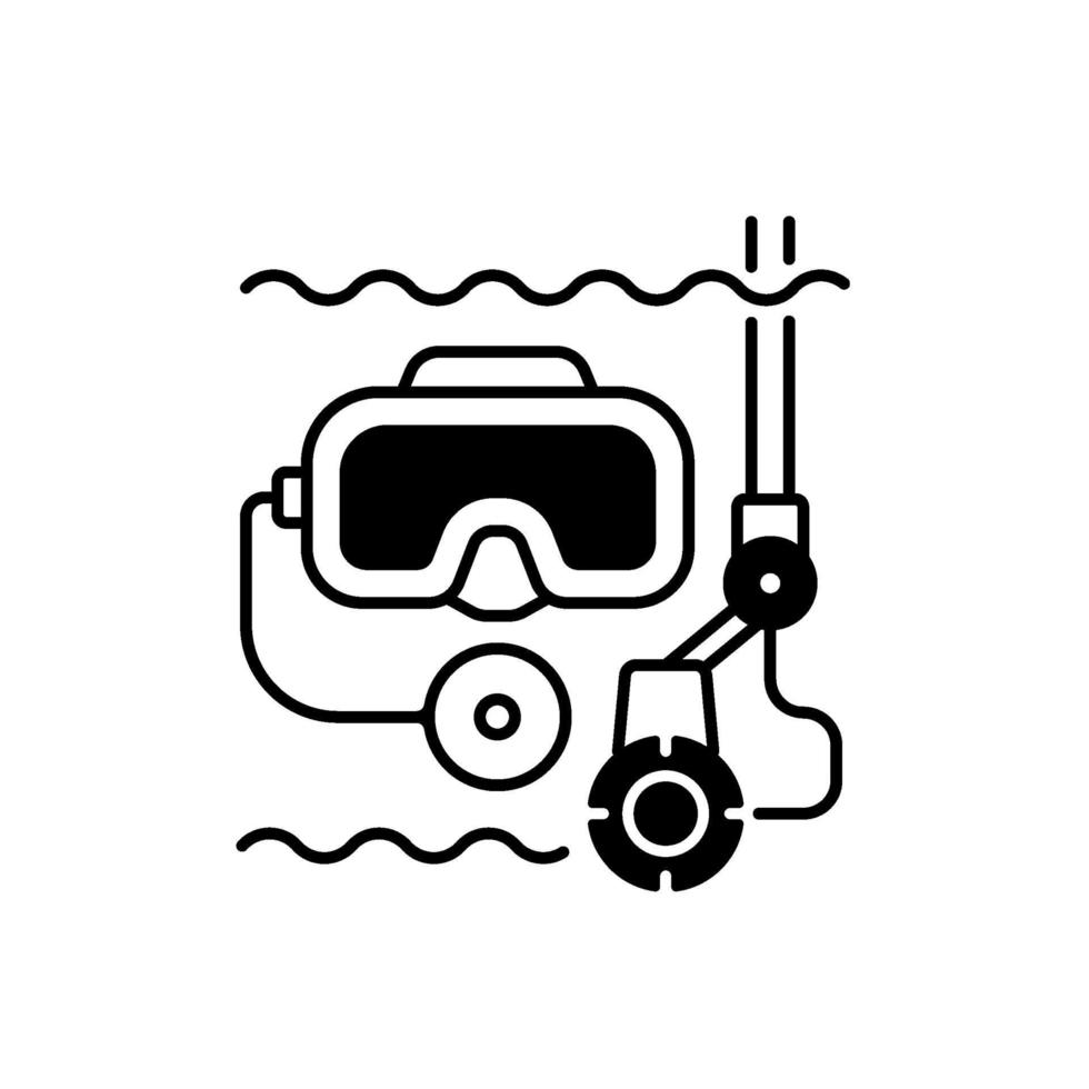 Underwater inspection black linear icon vector