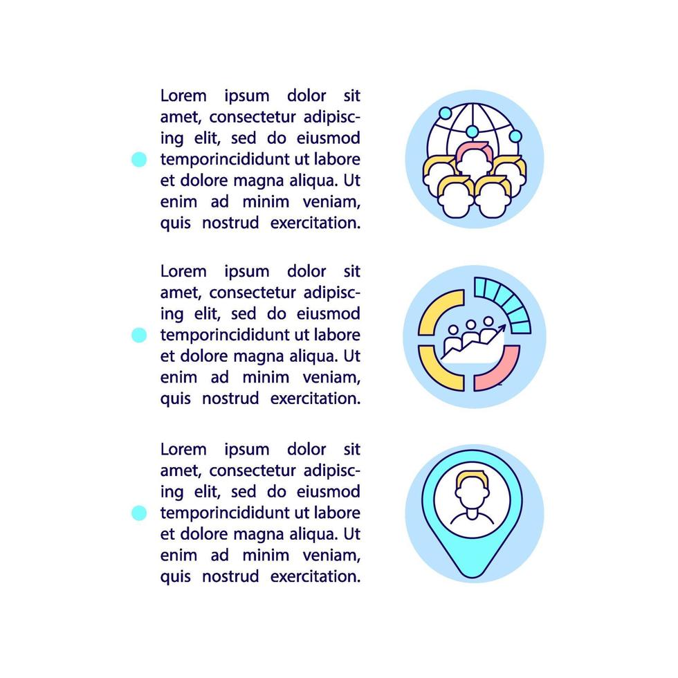 Demographic data concept line icons with text vector