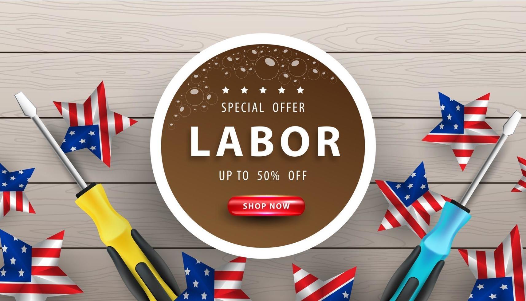 Happy Labor Day background with realistic elements. vector