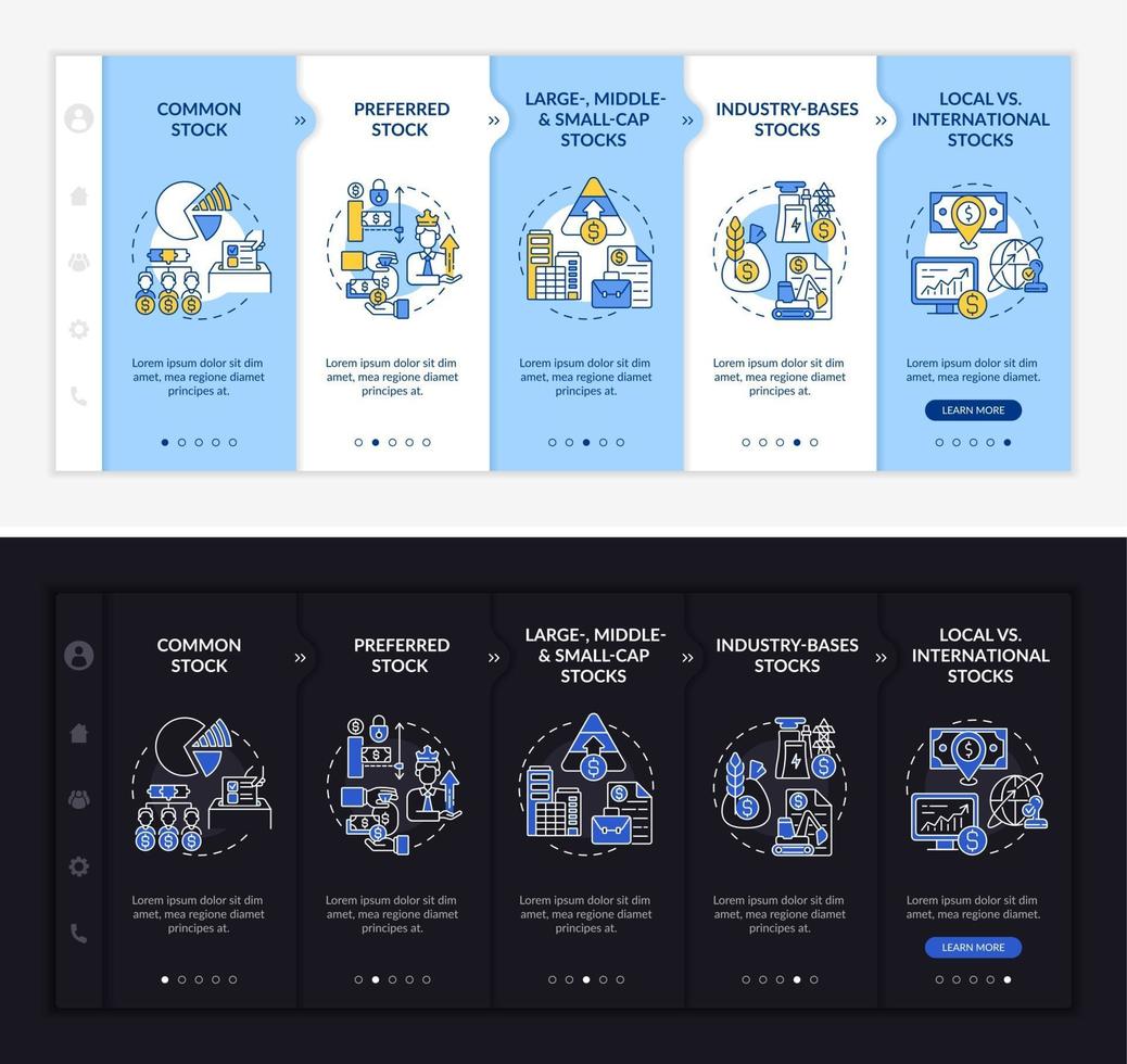 Assets types onboarding vector template