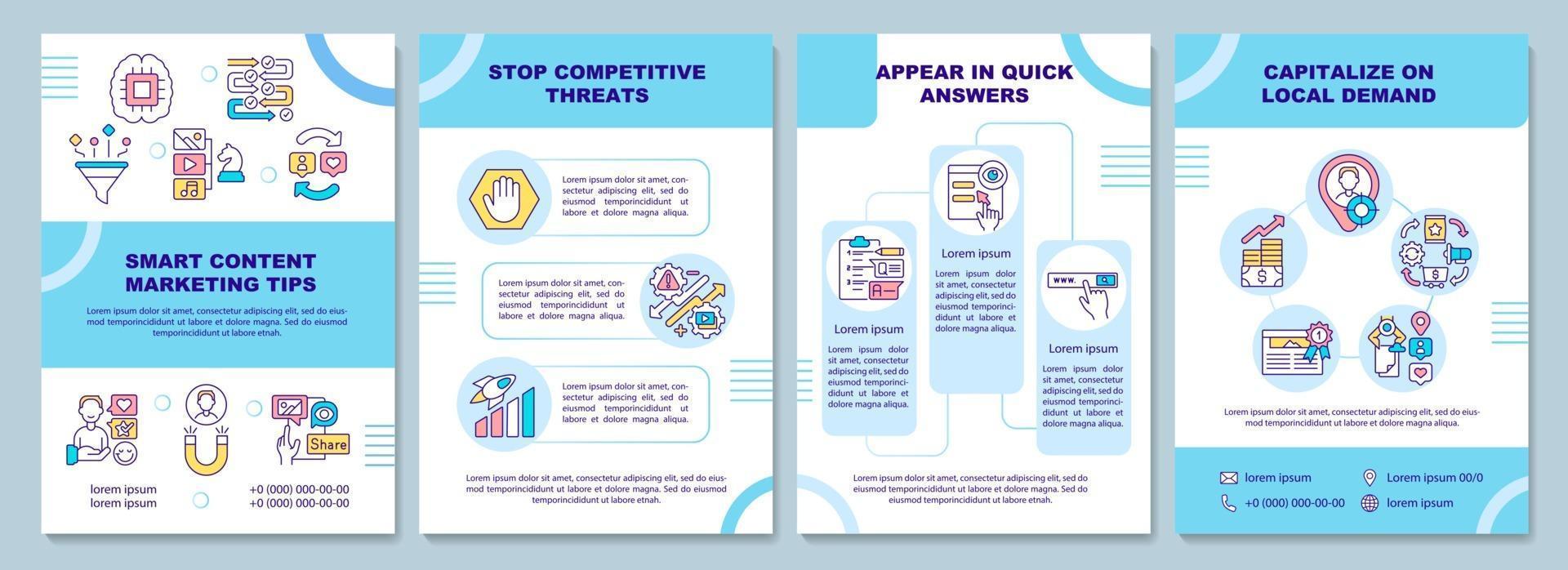 Smart content marketing tips brochure template vector