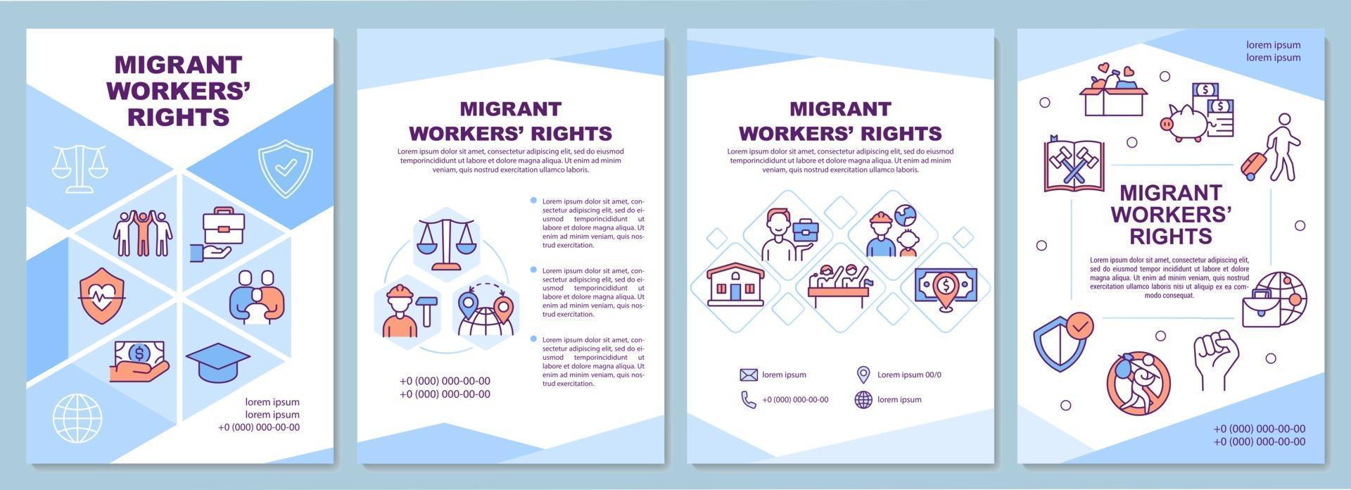 plantilla de folleto de derechos de los trabajadores migrantes vector