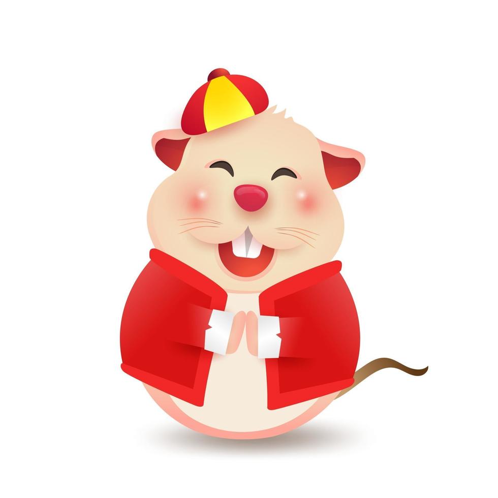 Rat character with chinese costume. Happy Chinese New Year. vector