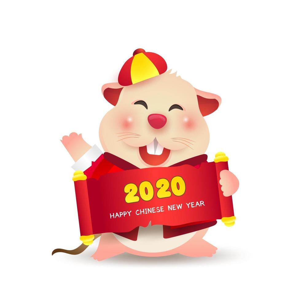 Rat character with chinese costume. Happy Chinese New Year. vector