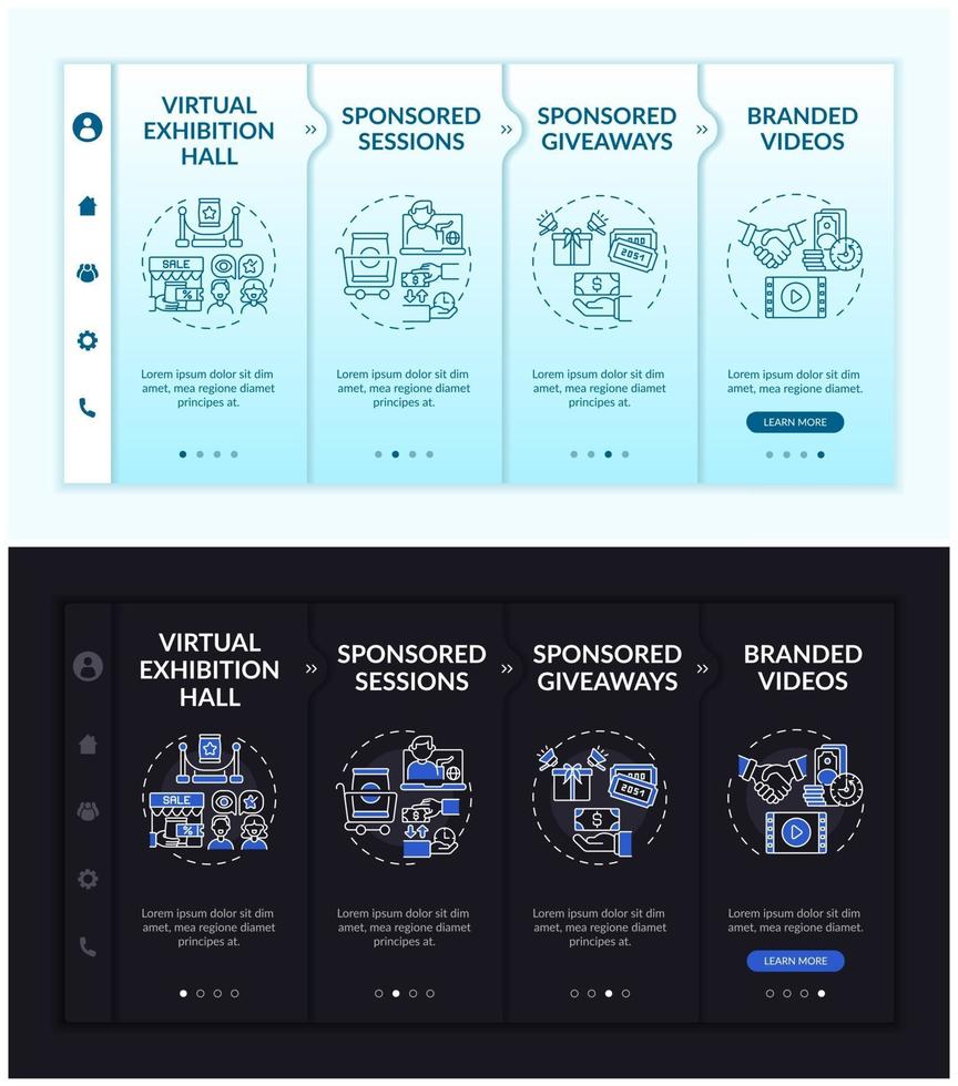 Sponsored online gatherings onboarding vector template