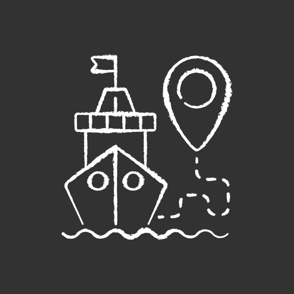 Ship tracking chalk white icon on black background vector