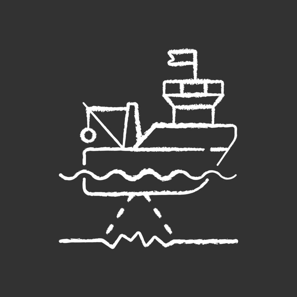 Seafloor mapping chalk white icon on black background vector