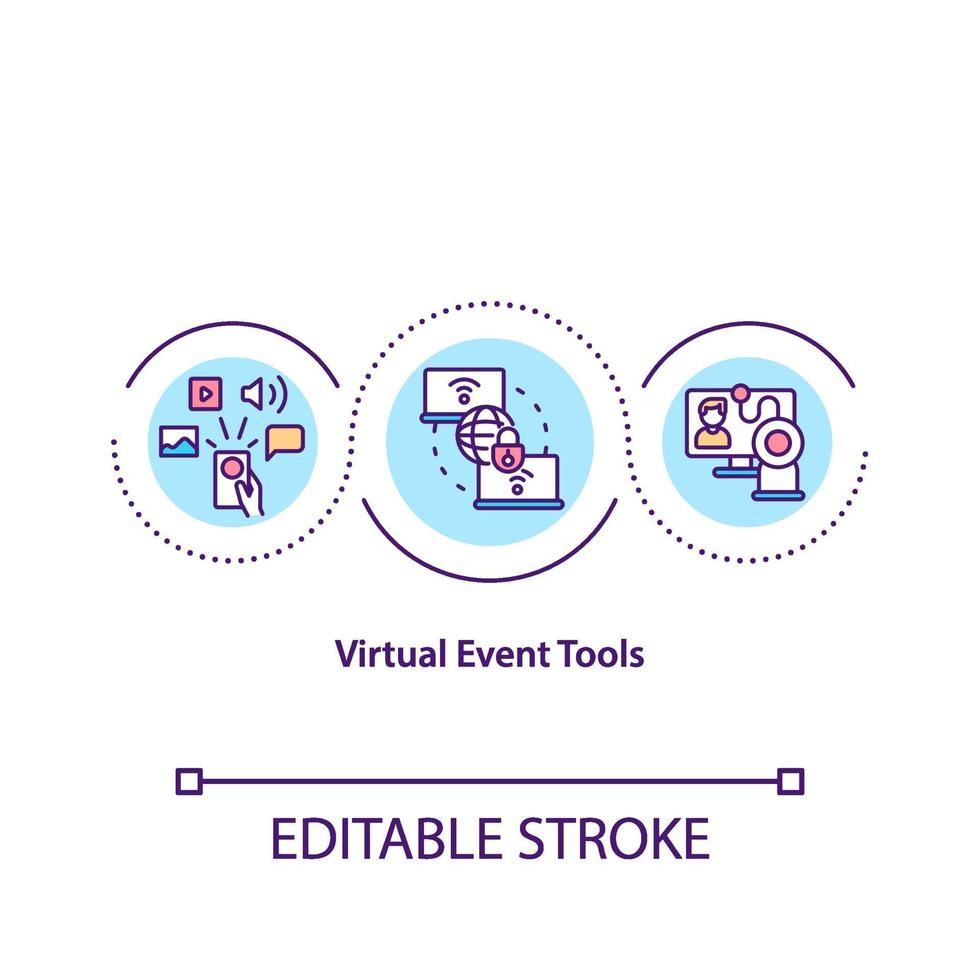 Virtual event tools concept icon vector