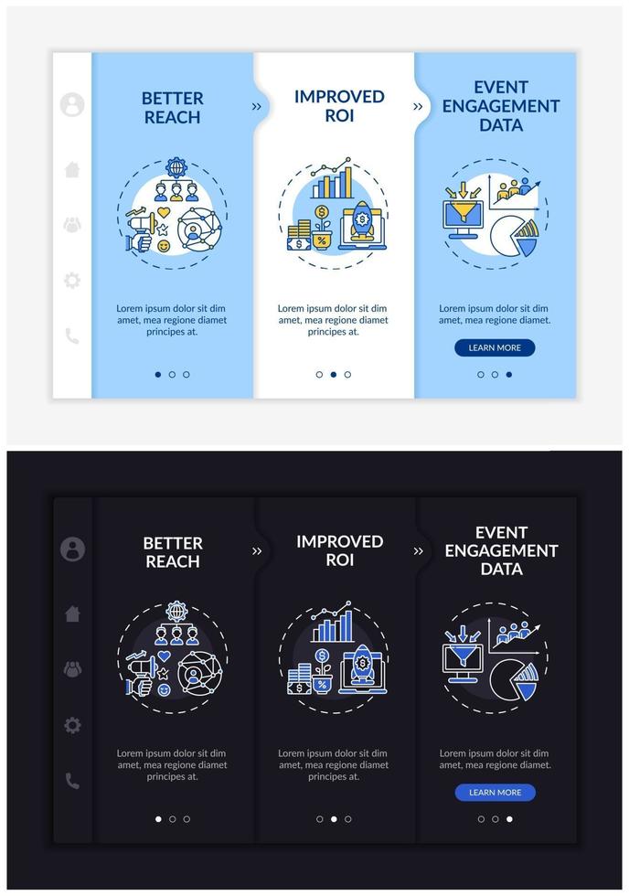 Hybrid gathering benefits onboarding vector template