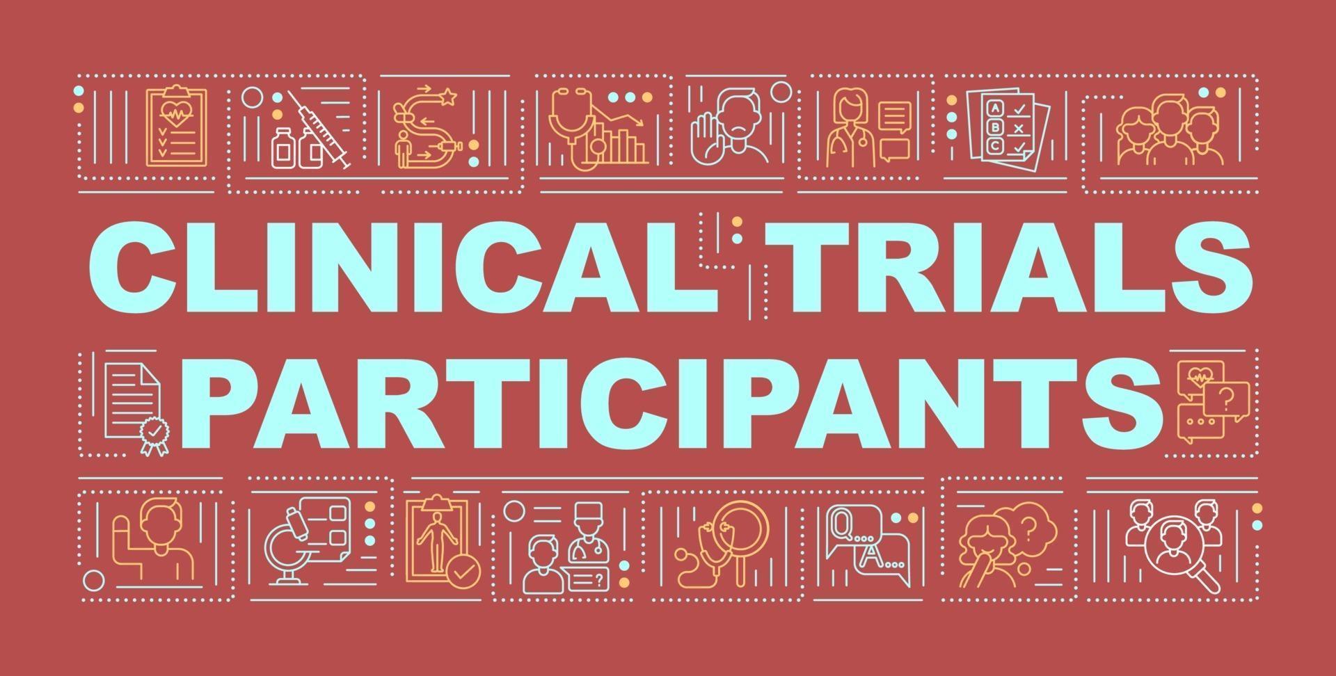 Clinical research volunteers word concepts banner vector