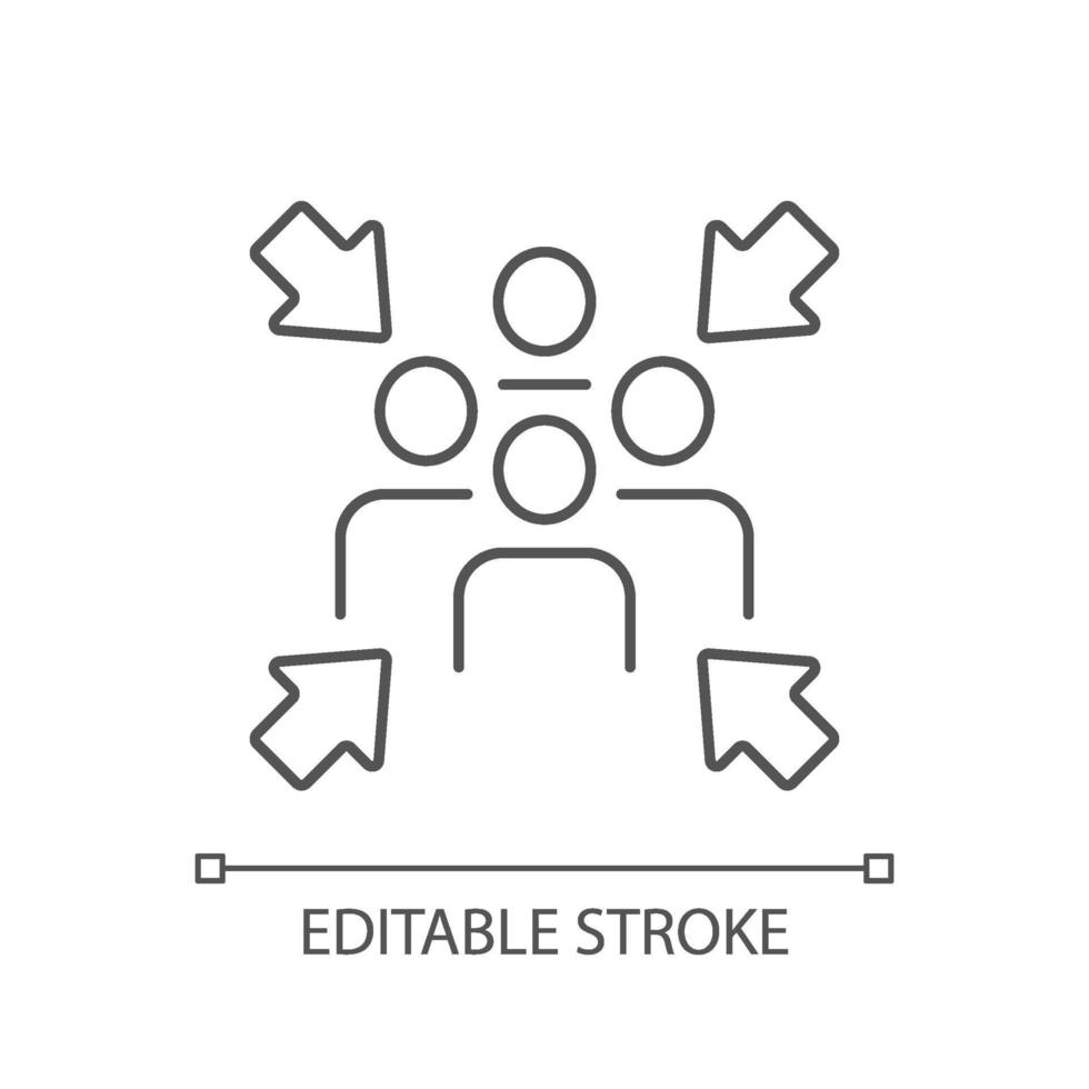 Assembly point linear icon vector