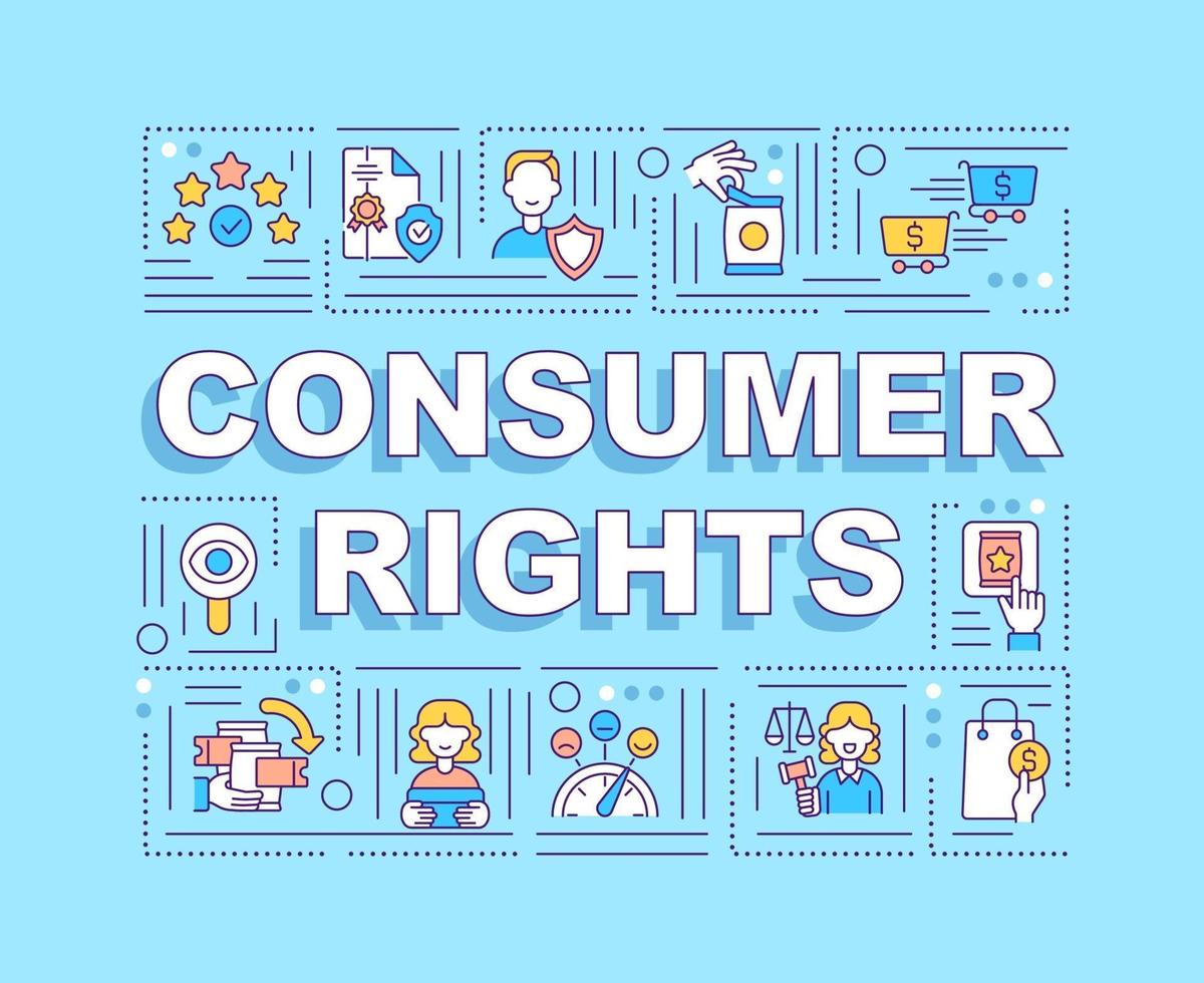 banner de conceptos de palabra de derechos del consumidor vector