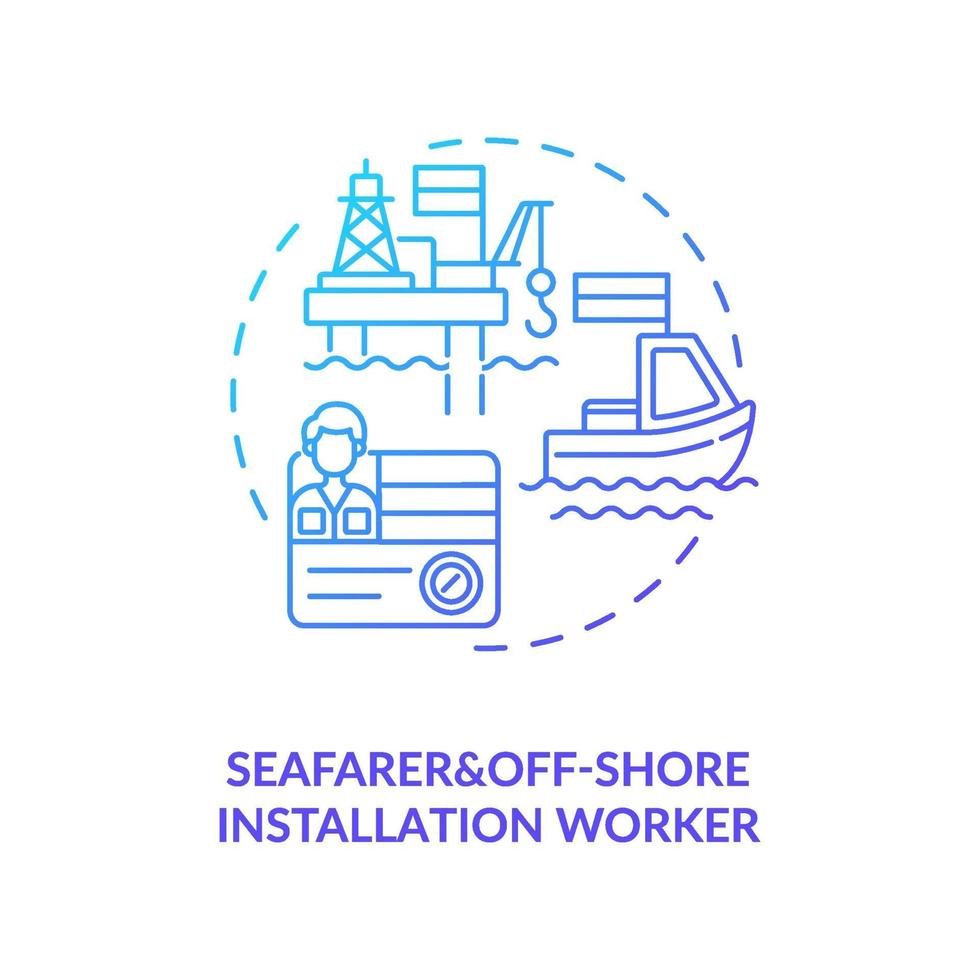 marinero y trabajador de instalación en alta mar icono azul degradado concepto vector