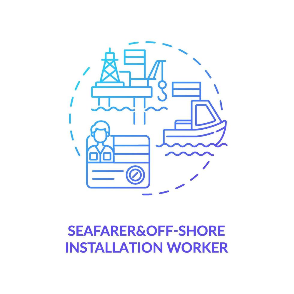 Seafarer and offshore installation worker blue gradient concept icon vector