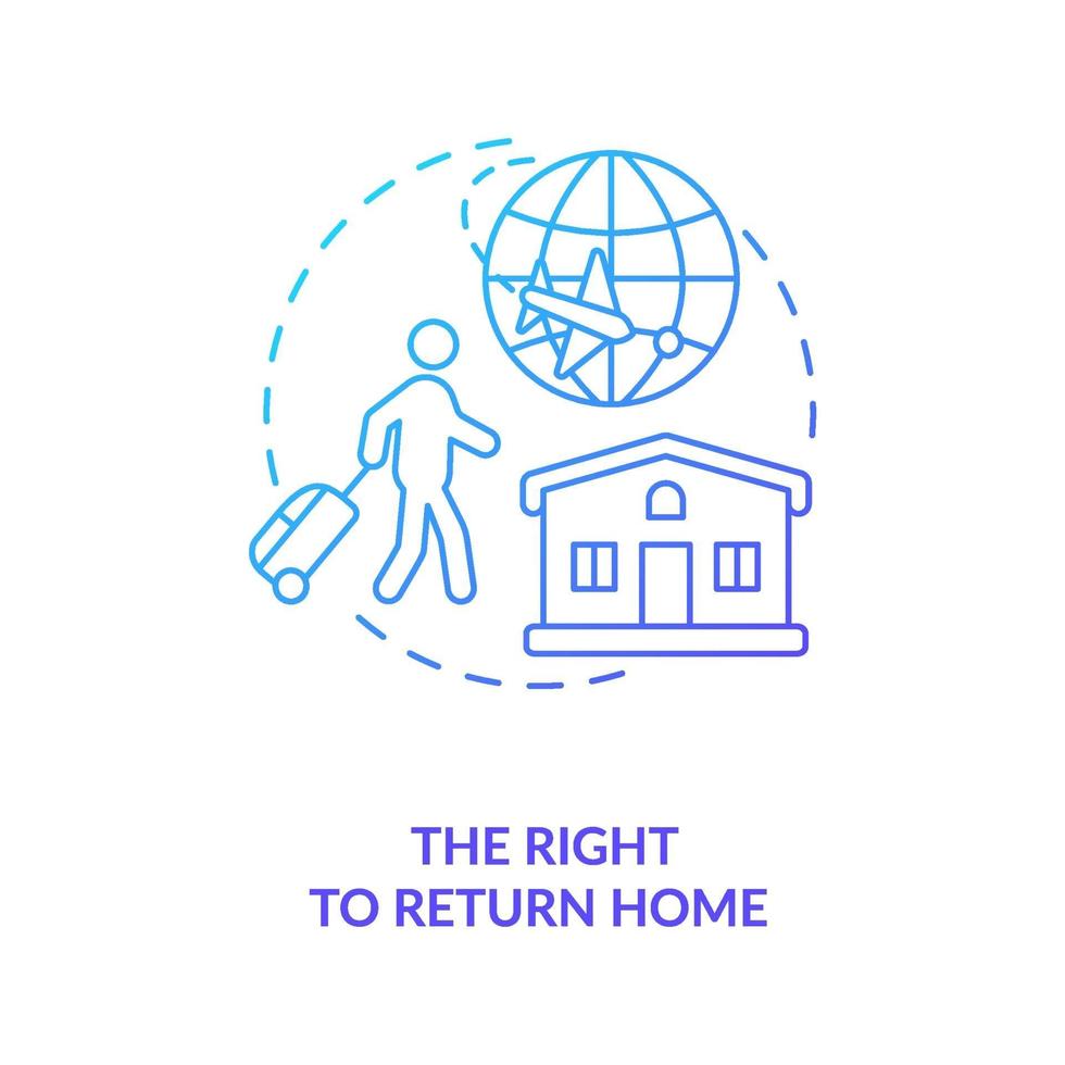 el derecho a regresar a casa icono de concepto degradado azul vector
