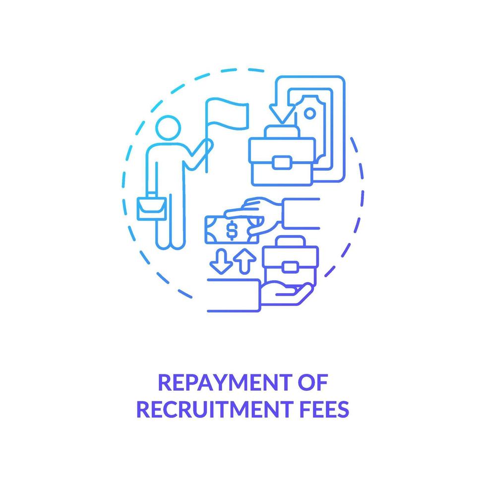 Repayment of recruitment fees blue gradient concept icon vector