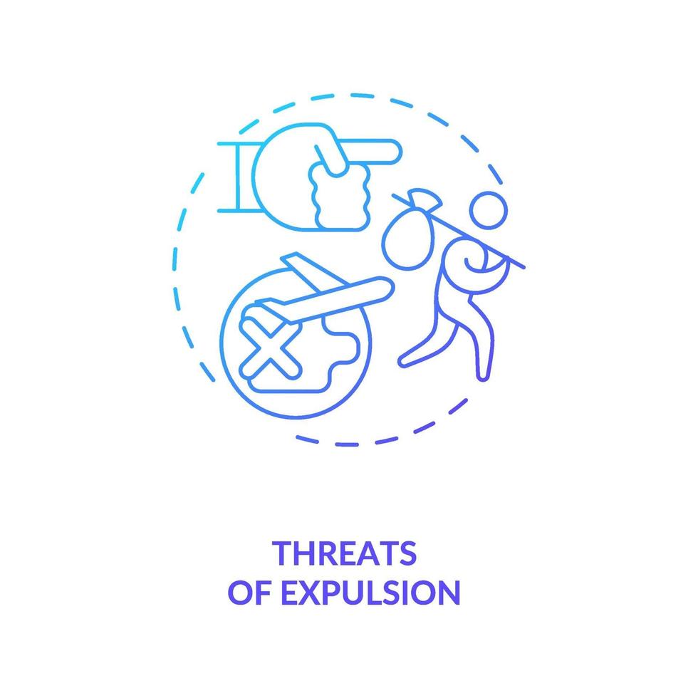 Threats of expulsion blue gradient concept icon vector