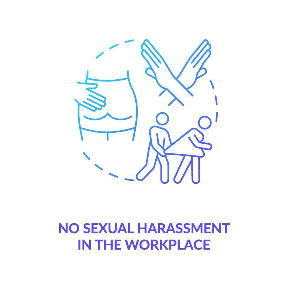 ningún acoso sexual en el lugar de trabajo icono azul degradado concepto vector