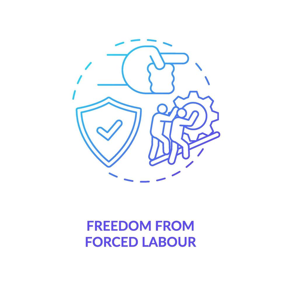 Libertad de trabajo forzoso icono azul degradado concepto vector