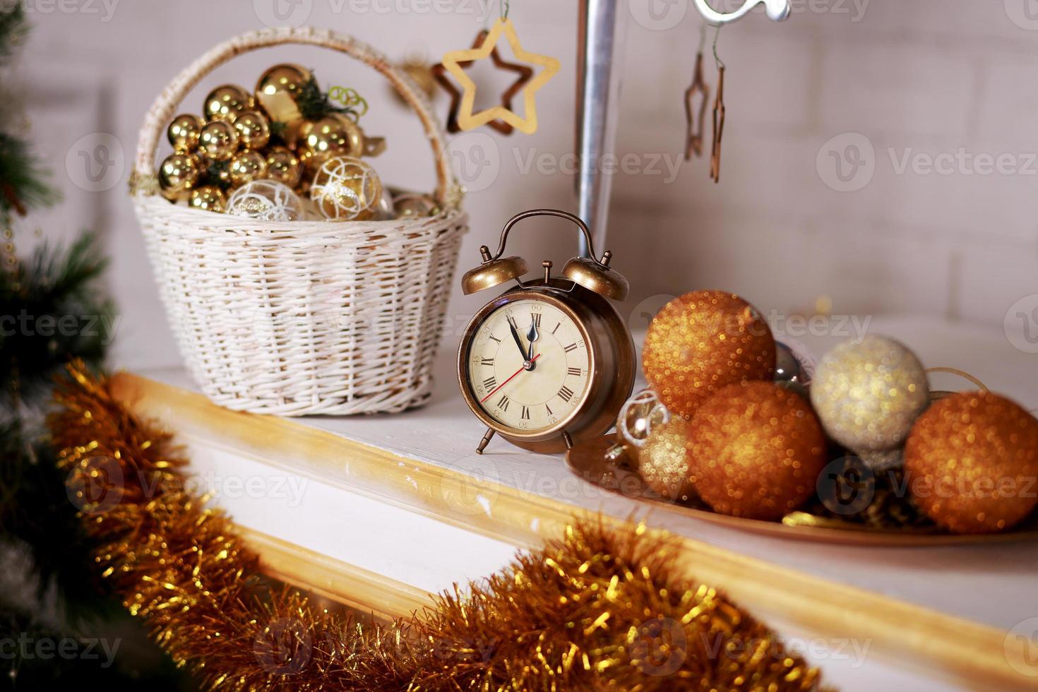 Christmas studio interior in golden and silver colors photo