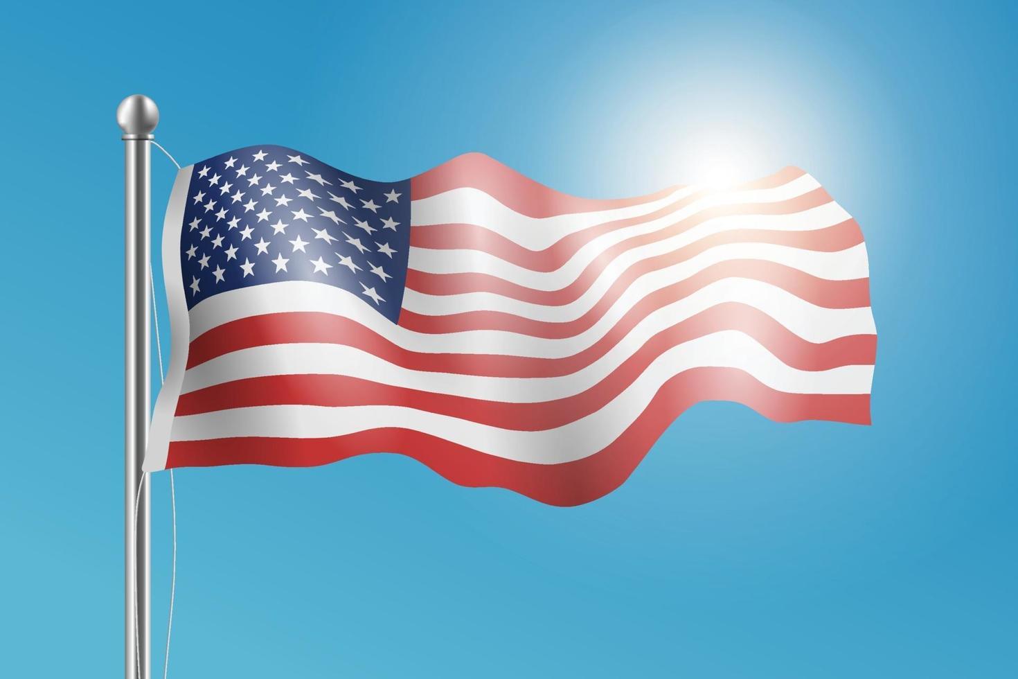 Illustration of american flag waving in the wind. vector