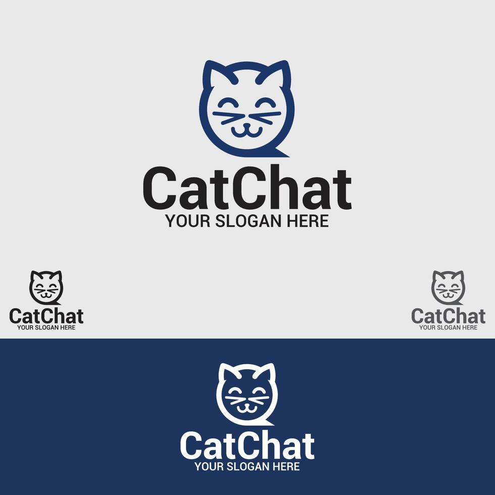 Cat Chat Logo Design Vector Template set