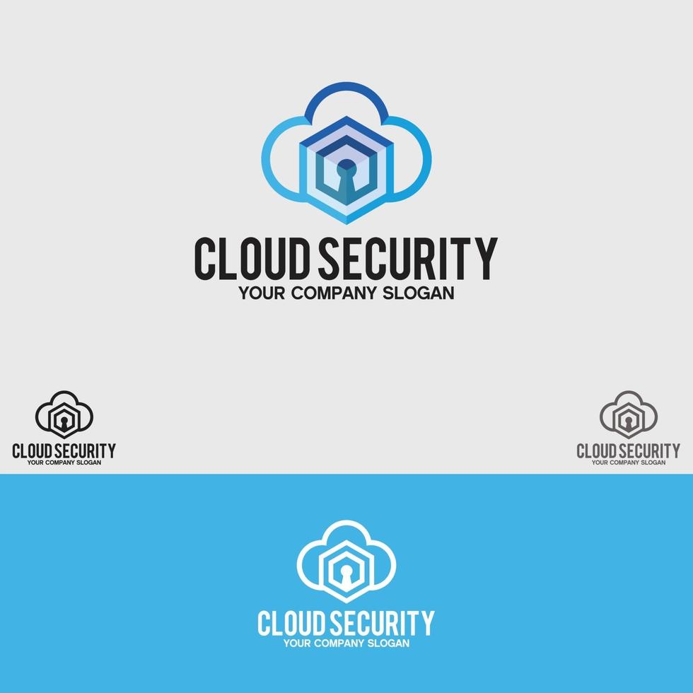 Conjunto de plantillas vectoriales de diseño de logotipo de seguridad en la nube vector