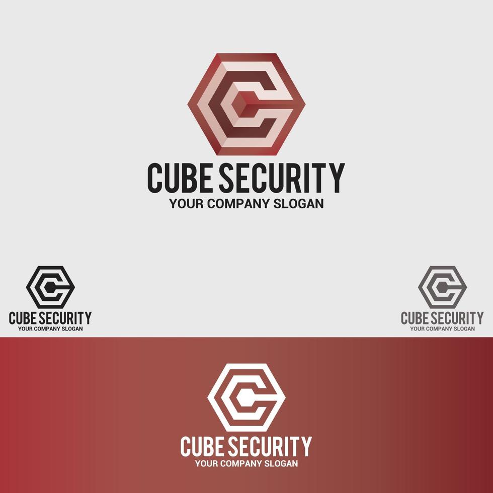 Cube Security logo design vector template set