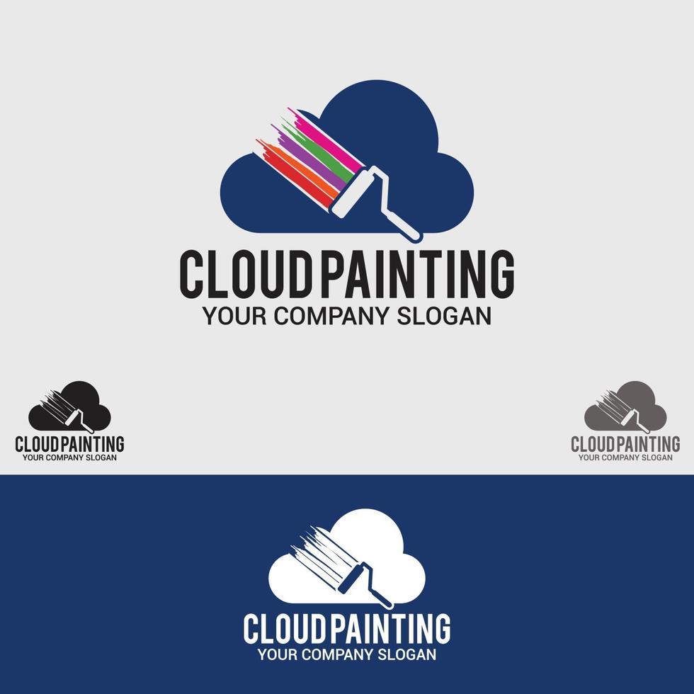 CLOUD PAINTING LOGO DESIGN TEMPLATE set vector