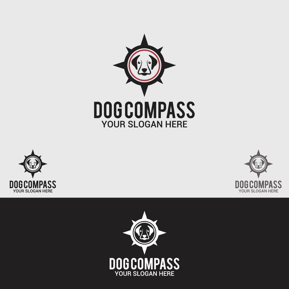 Dog Compass Logo Design Vector Template set