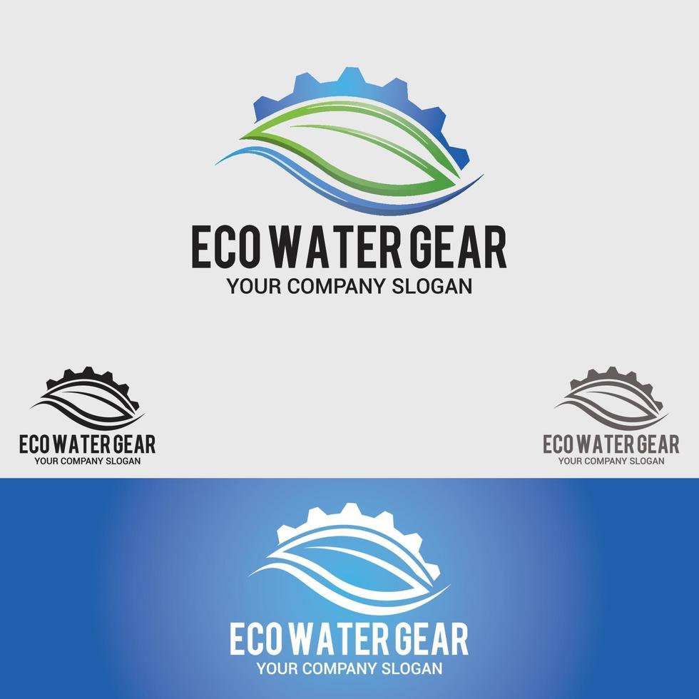 ECO WATER GEAR LOGO DESIGN VECTOR TEMPLATE set