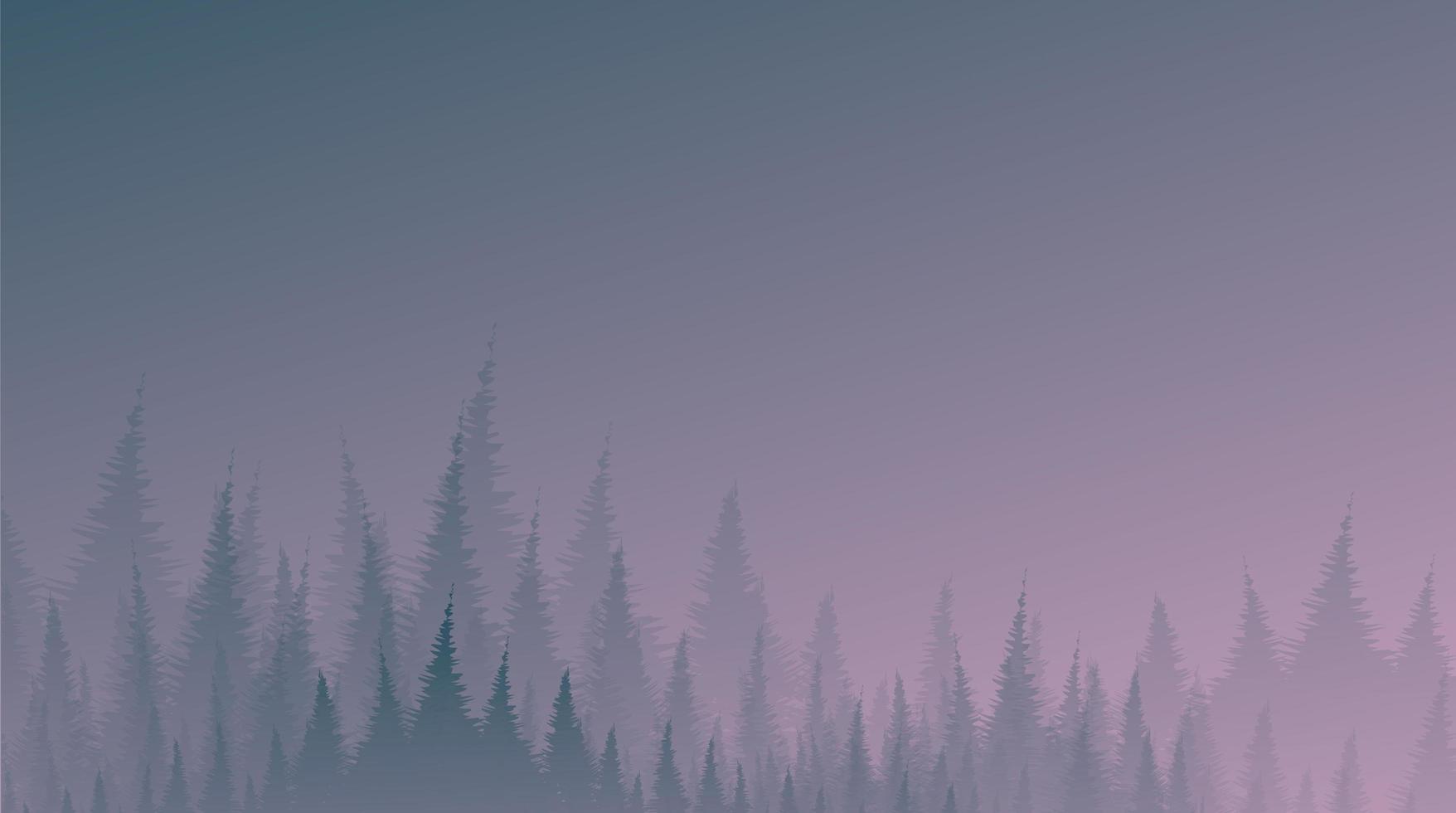 Night Foggy and mist Pine Forest, landscape background, imagination concept design. vector