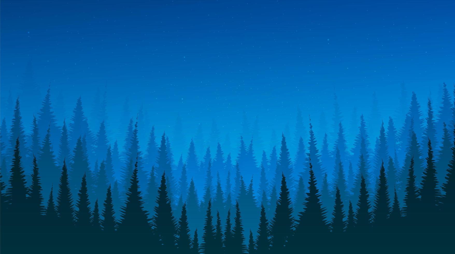 Night landscape background with Pine Forest and Star, free space for text vector