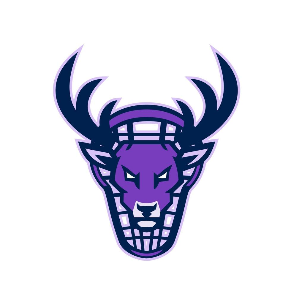 buck head with lacrosse stick mascot vector