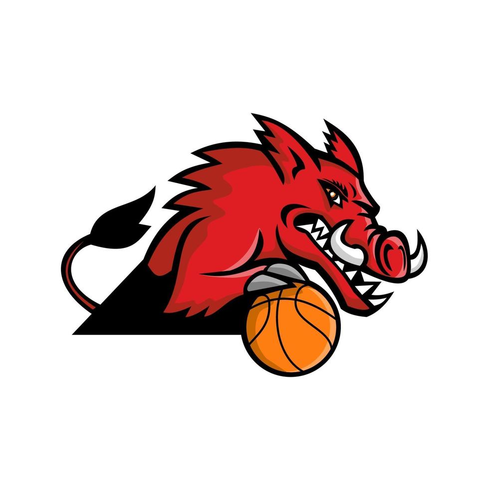 wild boar playing basketball mascot vector