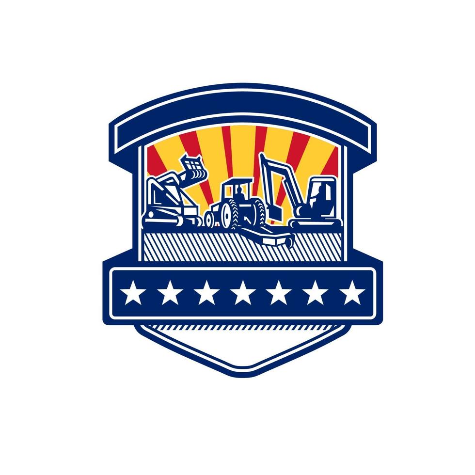 tree mulching bush hogging and excavation services retro badge vector