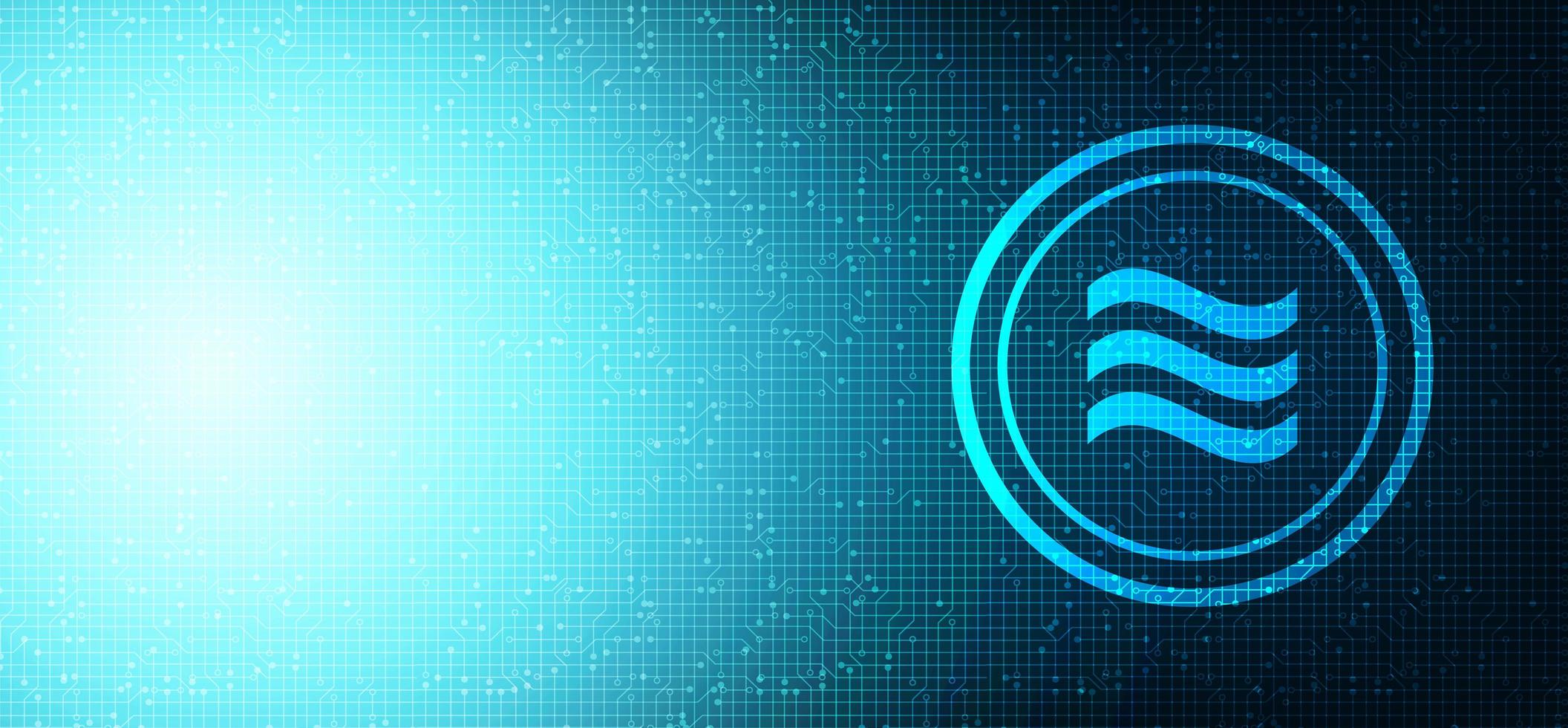 Libra cryptocurrency symbol on network technology background vector