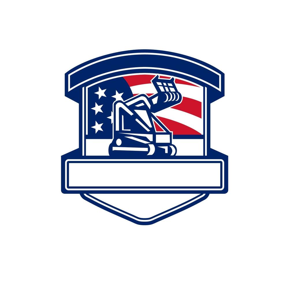 tree mulching services USA flag retro badge vector