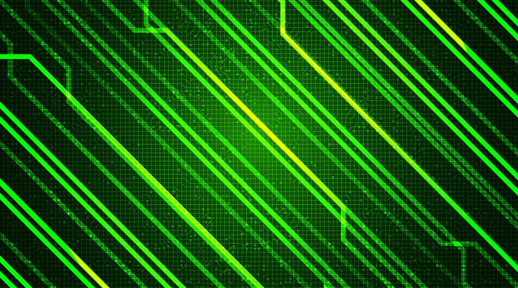 Microchip de circuito verde sobre fondo de tecnología vector