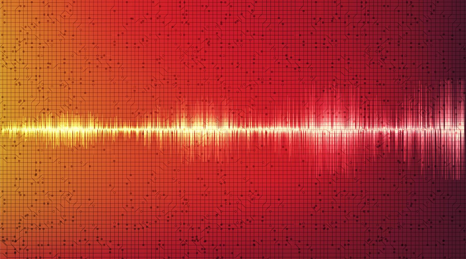 Abstract Red Digital Sound Wave and earthquake wave concept vector