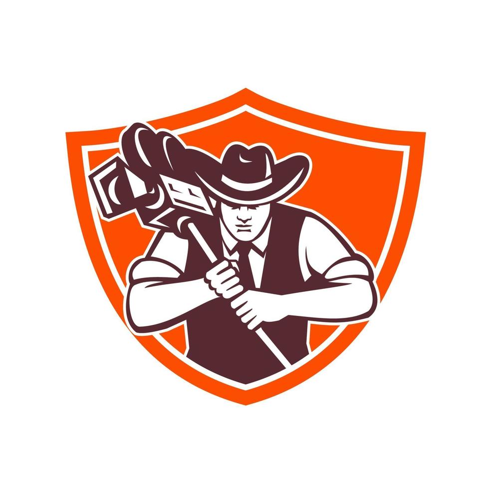 Cowboy cameraman mascot vector