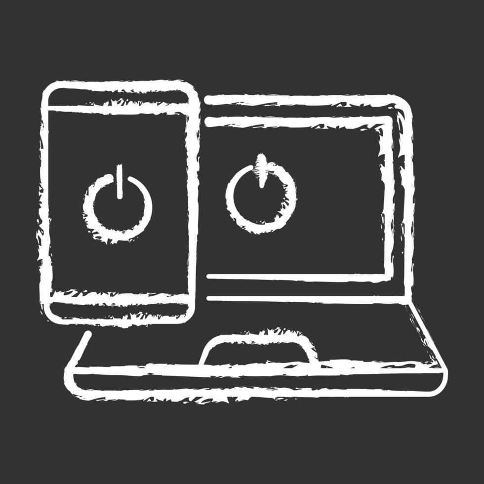Going offline chalk white icon on black background vector